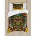 thumbnail image 1 of Aztec Duvet Cover Set Twin Size, Ancient Folklore Elements with Animals and Geometric Figures Colorful Historic Symbol, Decorative 2 Piece Bedding Set with 1 Pillow Sham, Multicolor, by Ambesonne, 1 of 3