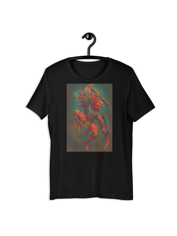 Aztec Eagle Warrior Spear Mexican Mythology Art T-Shirt Desig