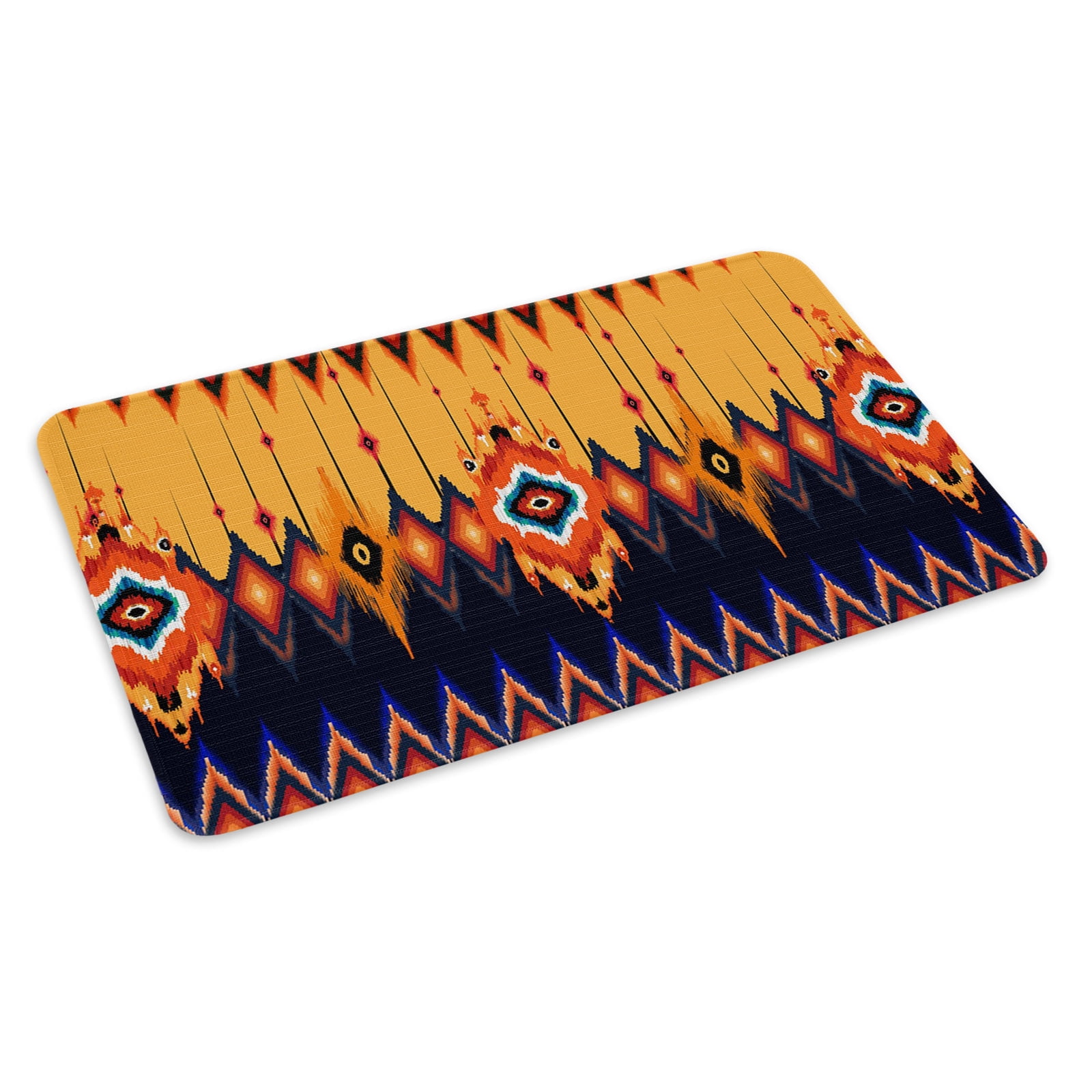 Aztec Ethnic Style Doormat Orange Black Argyle Geometric Texture Non ...