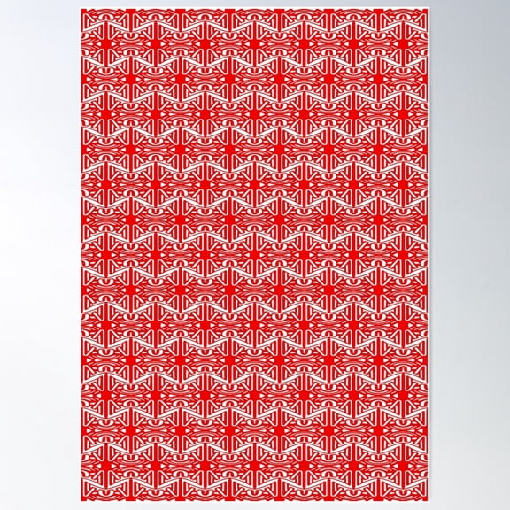 Aztec Eye Style Pattern. Red And White Poster Wall Art, Modern Wall Decor For Living Room Bedroom, 8x12 UNFRAMED