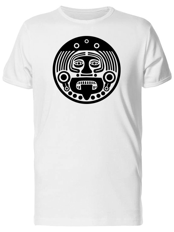 Aztec Face B&w T-Shirt Men -Image by Shutterstock, Male XX-Large