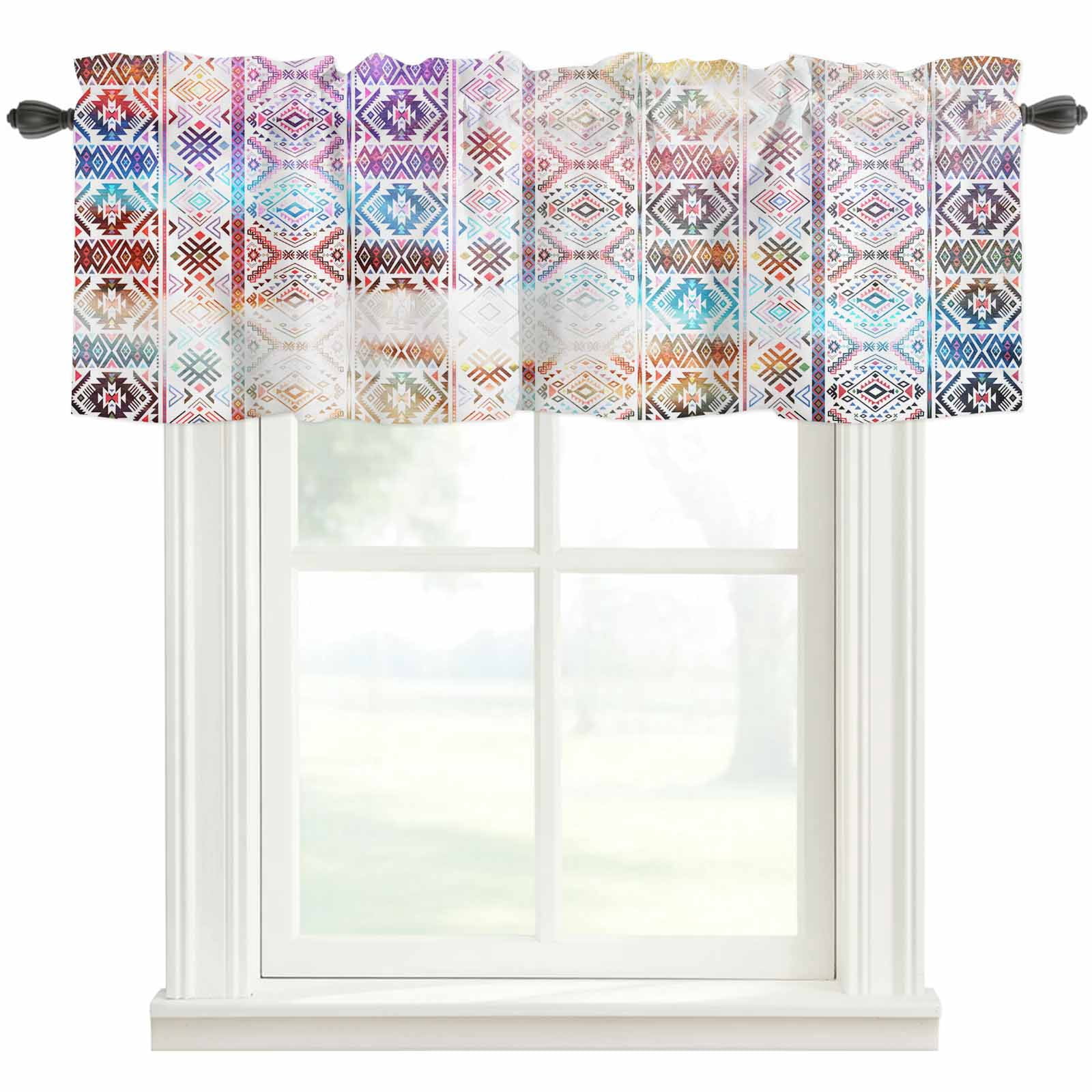 Aztec Folk Braid Art Window Valance Curtain Multicolor Ethnic Tribe ...