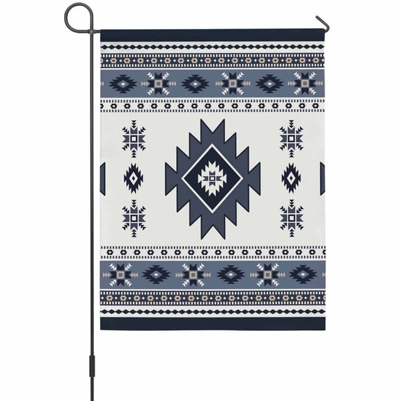 Aztec Garden Flag 12 x 18 Inches, Dark Blue Southwest Wind Bohemian Ethnic Wind Weather Proof Outdoor Patio Flags Double Sided Small Garden Decoration for Yard Outside Home