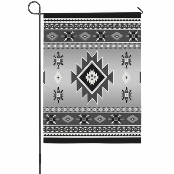 Aztec Garden Flag 12 x 18 Inches, Gray Bohemian Southwest Wind Ethnic Wind Weather Proof Outdoor Patio Flags Double Sided Small Garden Decoration for Yard Outside Home