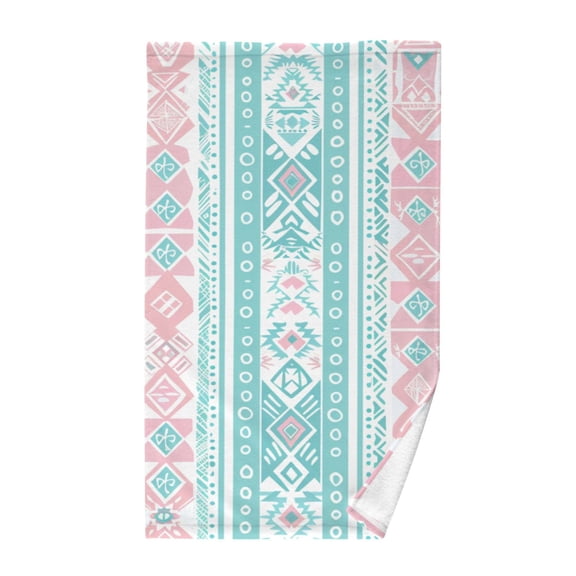 Aztec Geometric Abstract Pattern Bath Towel 100% Cotton Soft Thick High Absorbency Hand Face Towel Single Pack 16x28in