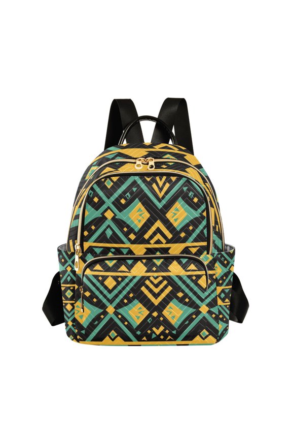 Aztec Geometric Abstract Pattern Fashion Backpack Quilted Lightweight Women Travel Daypack 14L