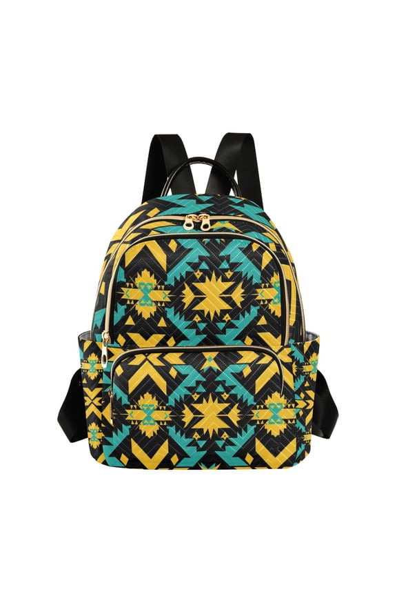 Aztec Geometric Abstract Pattern Fashion Backpack Quilted Lightweight Women Travel Daypack 8.5L