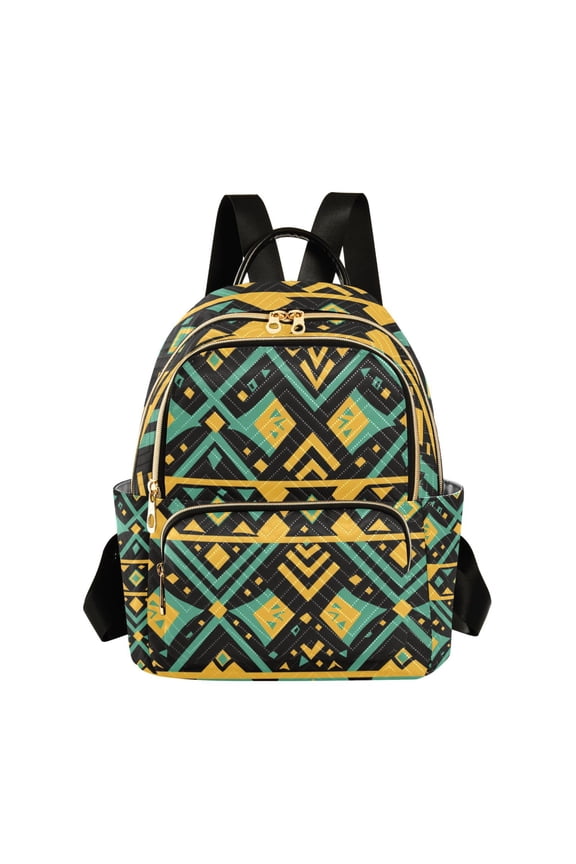 Aztec Geometric Abstract Pattern Fashion Backpack Quilted Lightweight Women Travel Daypack 8.5L