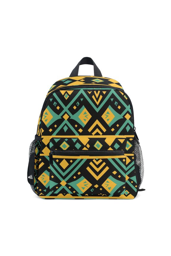 Aztec Geometric Abstract Pattern Mini Backpack Cute Small Backpack with Chest Strap and Whistle Ages 3-8