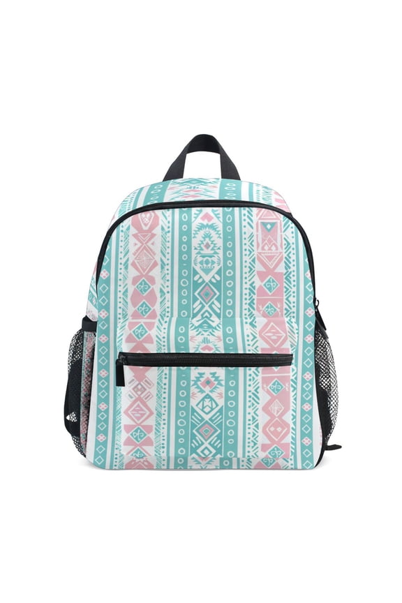 Aztec Geometric Abstract Pattern Mini Backpack Cute Small Backpack with Chest Strap and Whistle Ages 3-8