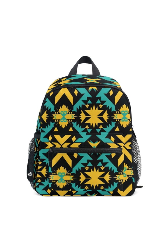 Aztec Geometric Abstract Pattern Mini Backpack Cute Small Backpack with Chest Strap and Whistle Ages 3-8