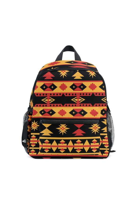 Aztec Geometric Abstract Pattern Mini Backpack Cute Small Backpack with Chest Strap and Whistle Ages 3-8