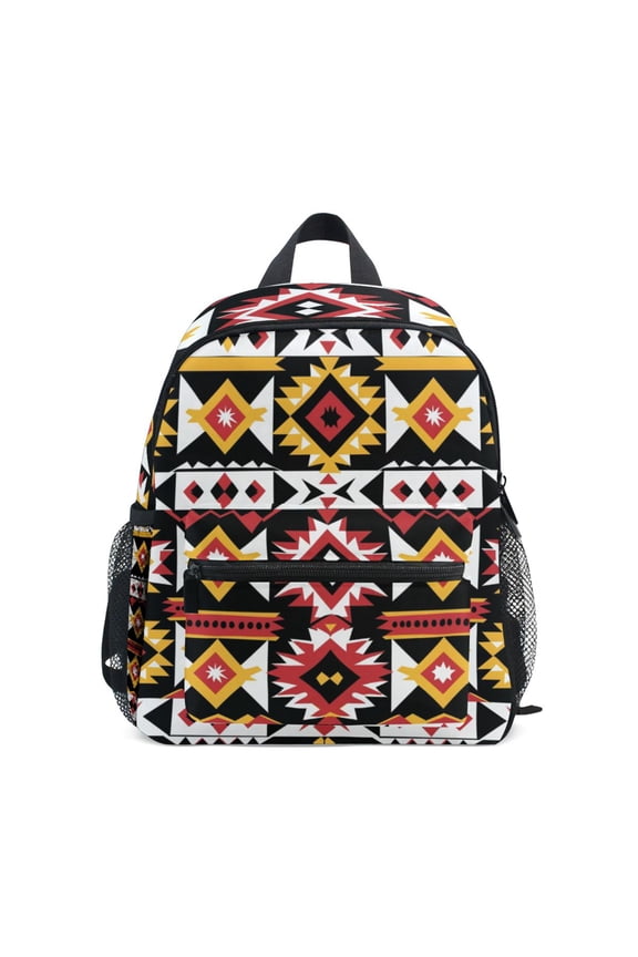 Aztec Geometric Abstract Pattern Mini Backpack Cute Small Backpack with Chest Strap and Whistle Ages 3-8