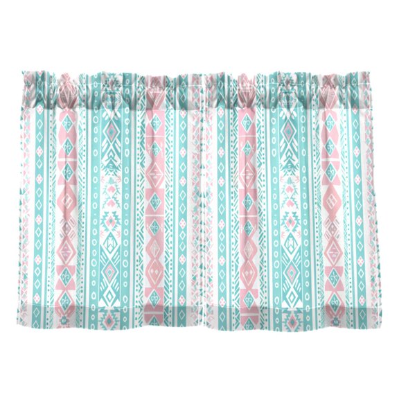 Aztec Geometric Abstract Pattern Tier Curtains Tier Kitchen Living Room Bedroom Balcony 2 Panels 27x24 Inch