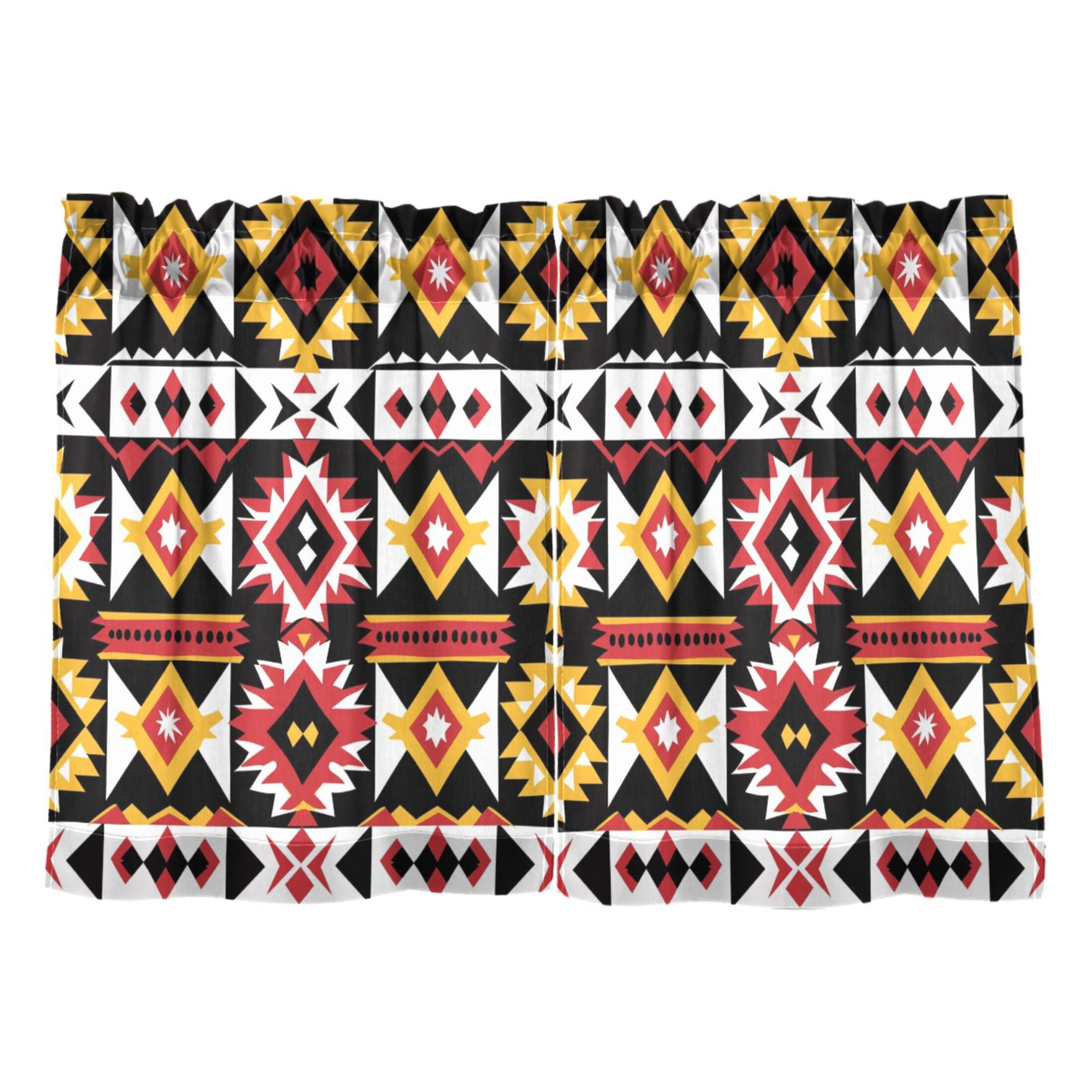 Aztec Geometric Abstract Pattern Tier Curtains Tier Kitchen Living Room ...