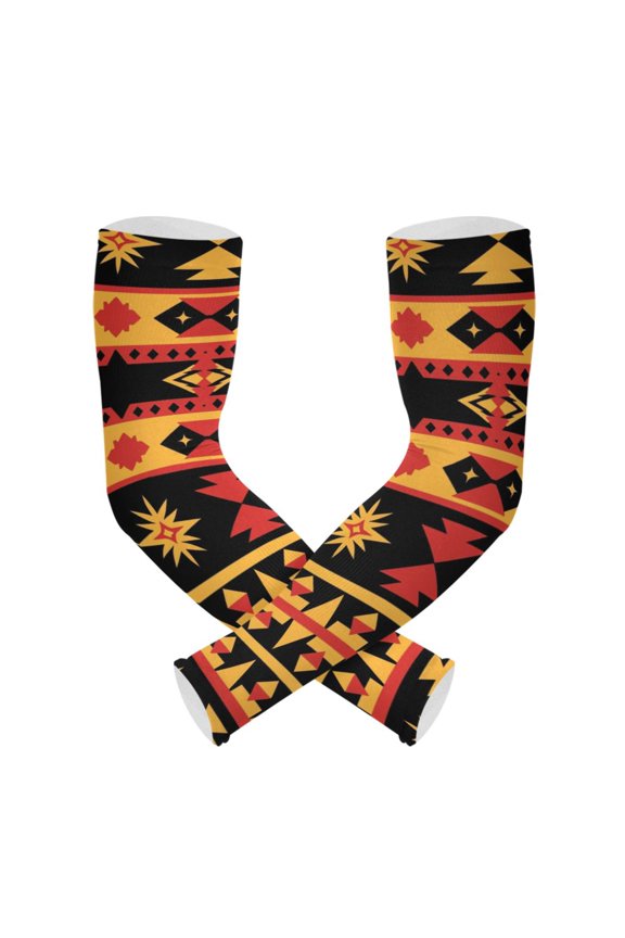 Aztec Geometric Abstract Pattern UV Protection Cooling Arm Sleeves, Compression Sun Sleeves for Men Women Sports