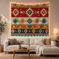 thumbnail image 1 of Aztec Geometric Pattern in Horizontal Bands, Warm Boho Folk Art for Southwest Decor Lovers, Ethnic Wall Art Decor, Housewarming Gift Tapestry Wall Hanging for Living Room and Bedroom, 1 of 5