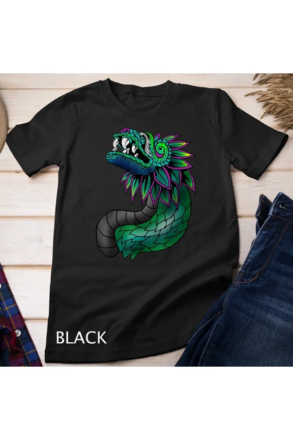 Aztec God Quetzalcoatl Cool Snake Dragon Inca Maya Art Unisex T-Shirt Z4595, up to Size 5XL