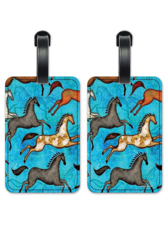 Aztec Horses - Image by Dan Morris - Luggage ID Tags / Suitcase Identification Cards - Set of 2