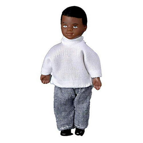 Aztec Imports, Inc. Dollhouse Miniature 1:12 Scale People Black Little Brother Boy Toy_Figure