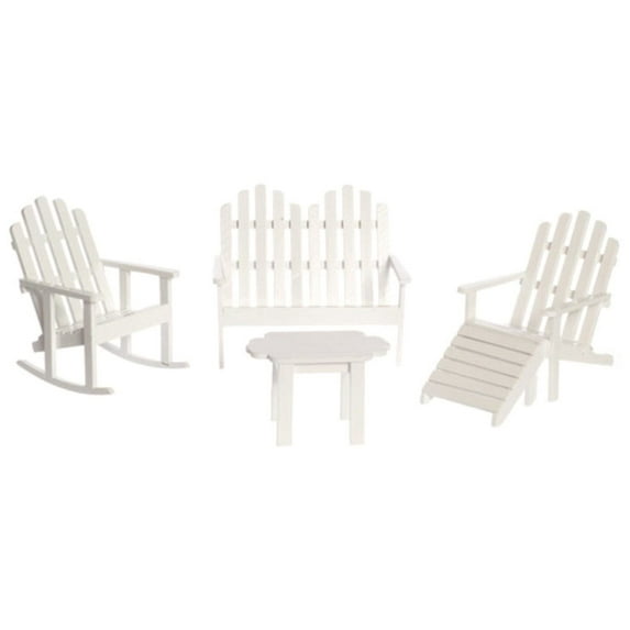 Aztec Imports, Inc. Dollhouse Miniature 5-Pc. White Adirondack Furniture Set