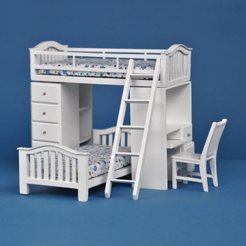 Aztec Imports, Inc. Dollhouse Miniature Student's Bunkbed Loft in White