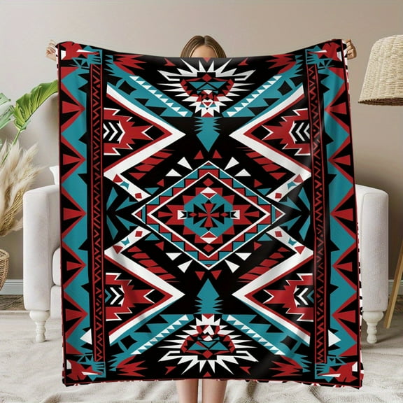 Aztec-Inspired Soft & Warm Flannel Throw Blanket - Perfect for Naps, Camping, Travel & Home Decor | Ideal Gift for Friends, Family & Loved Ones