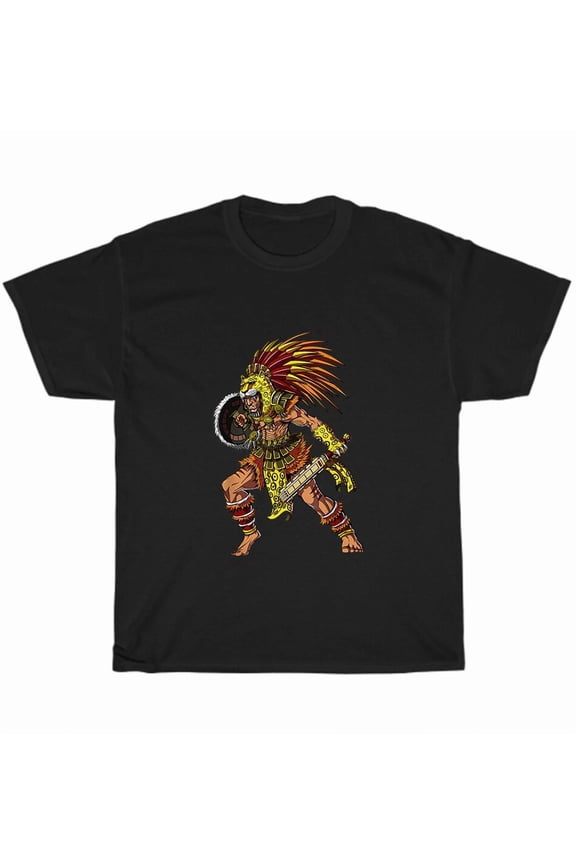 Aztec Jaguar Warrior Native Mexican Civilization Mayan Mythology Art Unisex T-Shirt, up to size 5XL
