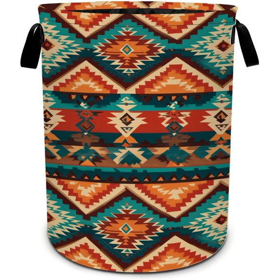 Aztec Laundry Basket Foldable Oxford Laundry Hamper With Handle For Room Bathroom Bedroom(Not Quilted)