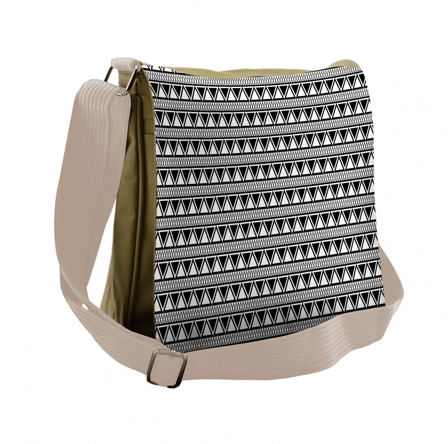 Aztec Messenger Bag, Monochromatic Triangles Art, Unisex Cross-body, by ...