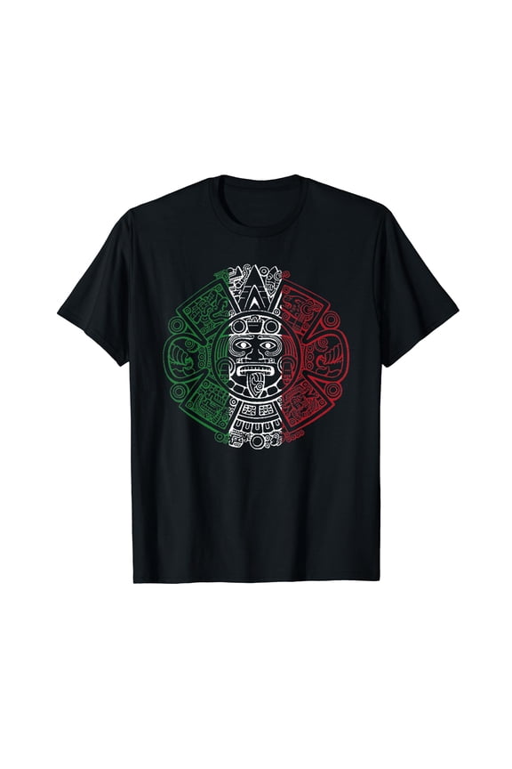 Aztec Mexican Flag Calendar Chicano Art T-Shirt