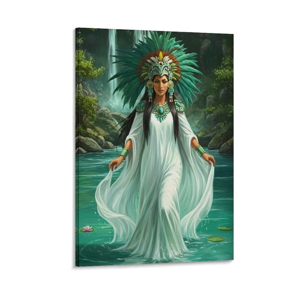 Aztec Mythology Art Poster Chalchiuhtlicue Goddess of Rivers And Lakes 1 Art Poster Canvas Painting Decor Wall Print Photo Gifts Home Modern Decorative Posters 16x24inch(40x60cm)