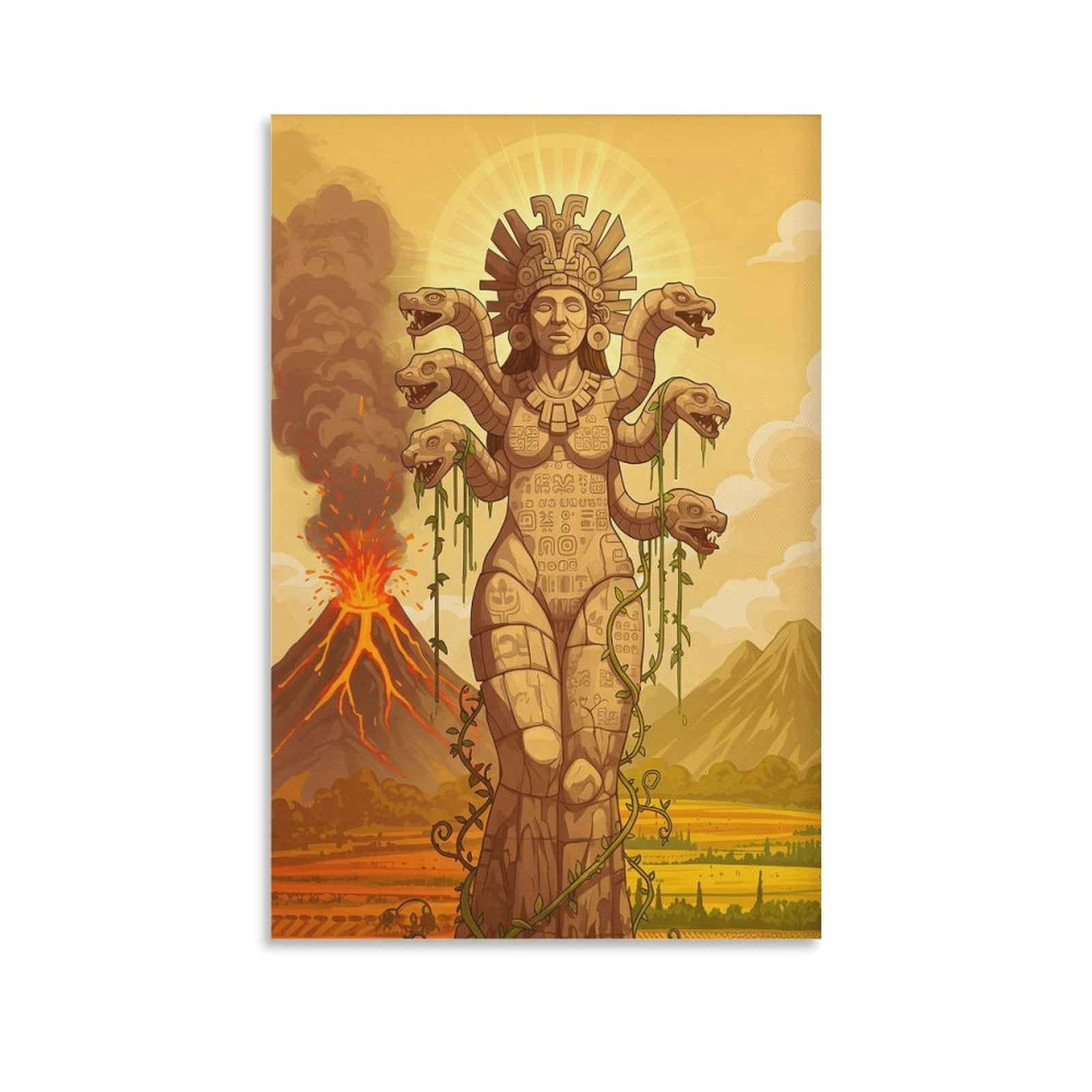 Aztec Mythology Art Poster Coatlicue Goddess of Creation And ...