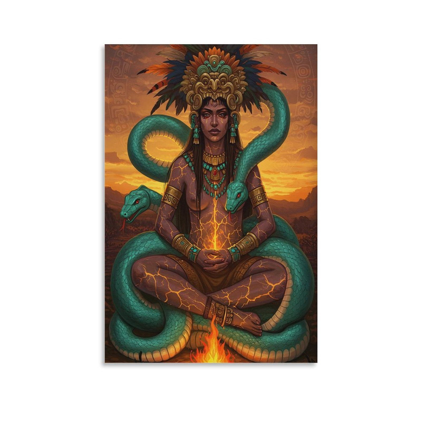Aztec Mythology Art Poster Coatlicue Goddess of Creation And ...
