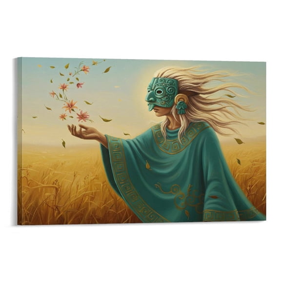 Aztec Mythology Art Poster Ehecatl Aztec God of Wind Poster Decorative Painting Canvas Wall Art Living Room Posters Bedroom Painting 20x30inch(50x75cm)
