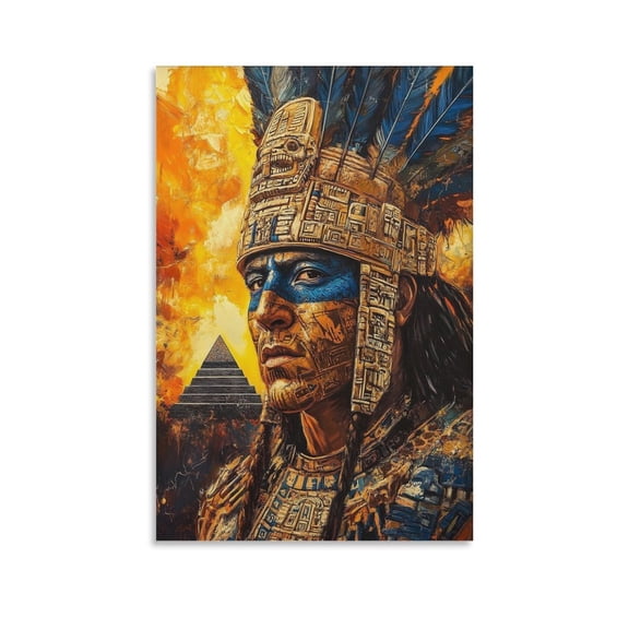 Aztec Mythology Art Poster Huitzilopochtli Sun God 1 Artworks Canvas Poster Room Aesthetic Wall Art Prints Home Modern Decor Gifts 20x30inch(50x75cm)