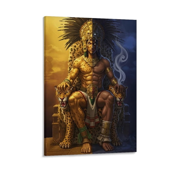 Aztec Mythology Art Poster Tezcatlipoca God of Darkness And Sorcery Picture Print Wall Art Poster Painting Canvas Posters Artworks Gift Room Aesthetic 24x36inch(60x90cm)