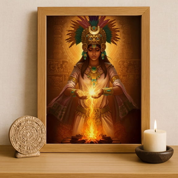 Aztec Mythology Tlazolteotl Goddess of Fertility and Cleansing Wall Art, Unframed Canvas 8x10in