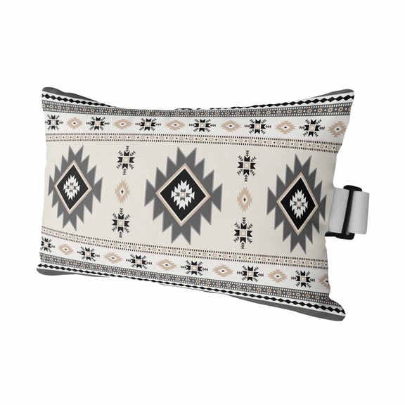 Aztec Outdoor Chaise Lounge Pillows Gray Southwest Wind Bohemian Ethnic Wind Lumbar Pillows with Insert Adjustable Elastic Strap Headrest Pillow for Recliner Patio Chair 1 Pack 11x16 Inch