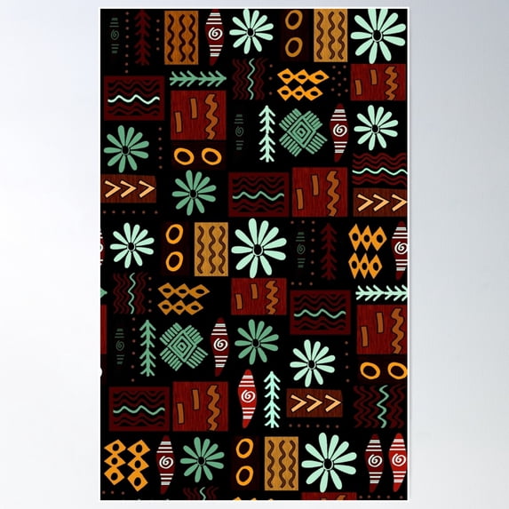 Aztec Pattern Poster Wall Art, Modern Wall Decor For Living Room Bedroom, 24x36 UNFRAMED
