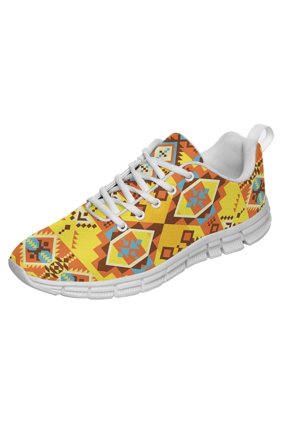 Aztec Pattern Shoes for Men Women Running Sneakers Breathable Casual Sport Tennis Shoes Gift for Him Her White Size 12