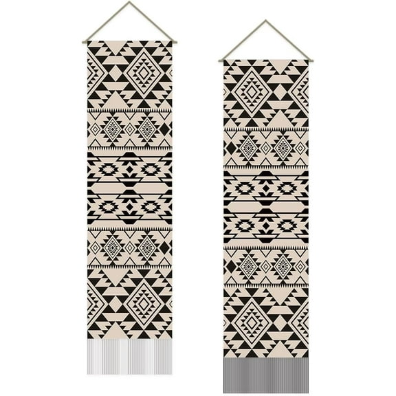 Aztec Pattern Tapestry Modern Aesthetics Wall Art Wall Blanket Pack of 2 Tapestries with Tassel Design for Living Room Bedroom Dorm Backdrop Decorations Gifts for Christmas