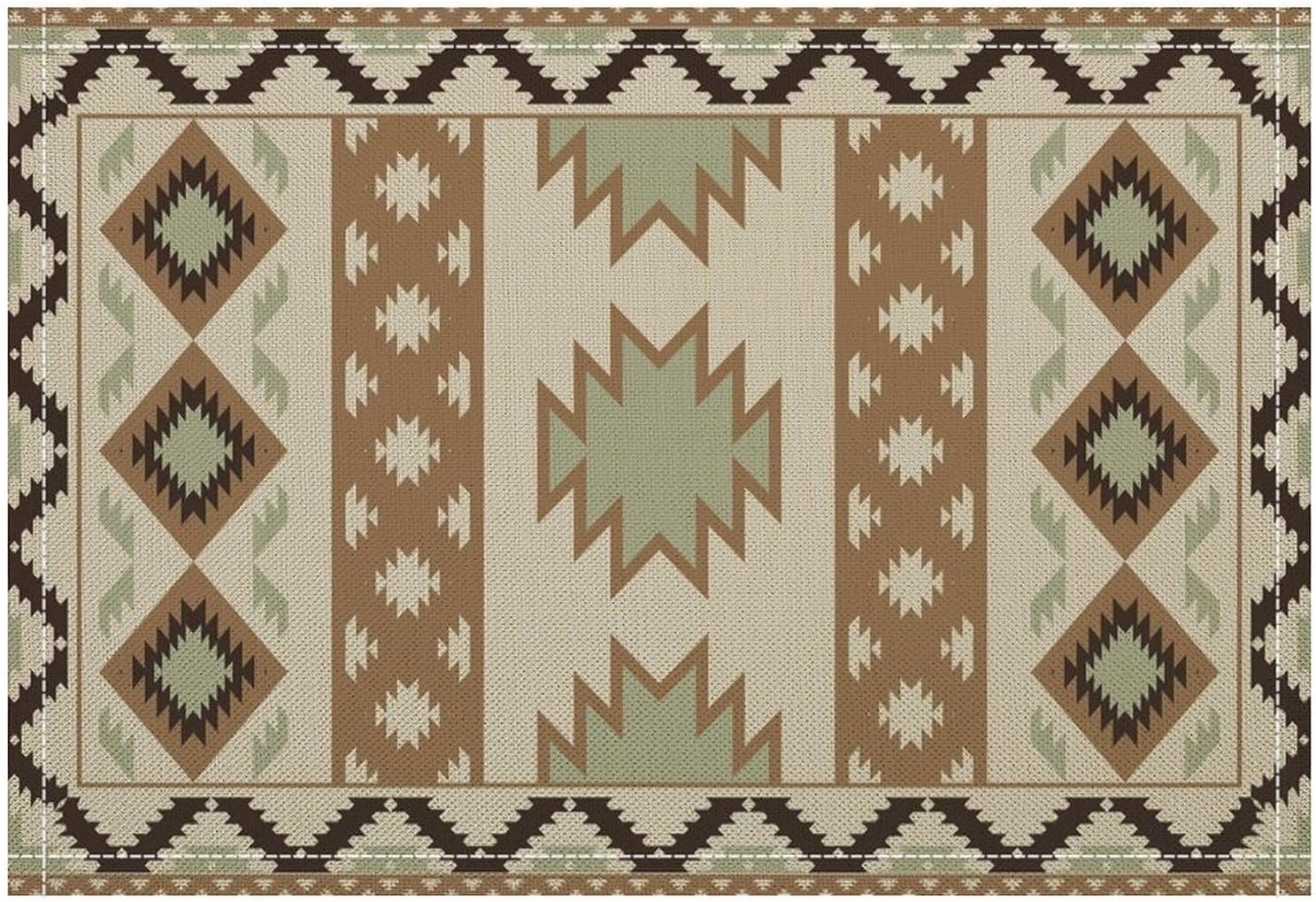 Aztec Placemat Set of 6, Rustic Vintage Abstract Geometric Tribal ...