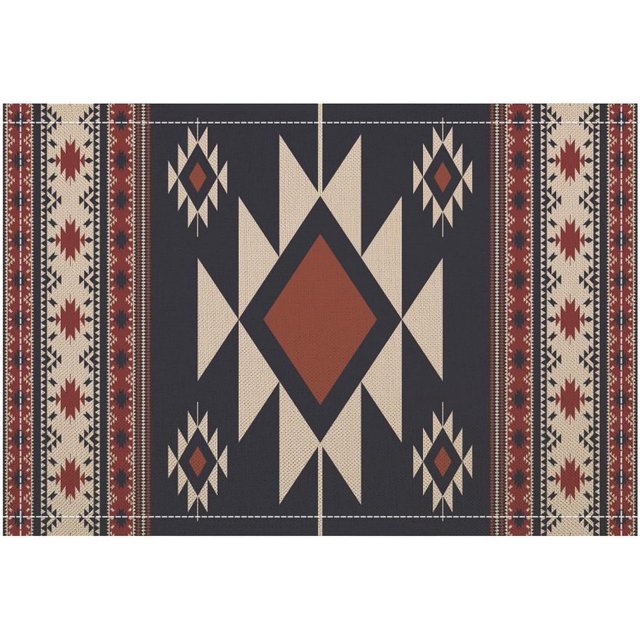Aztec Placemats Set of 6,Vintage Rustic Style Abstract Ethnic Tribal Geometric Texture Print Placemats Table Mat for Home Dining Table Kitchen Party Decor 6PCS