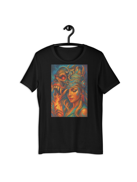 Aztec Princess Skull T-Shirt Mayan Goddess Dark Fantasy Graphic Tee