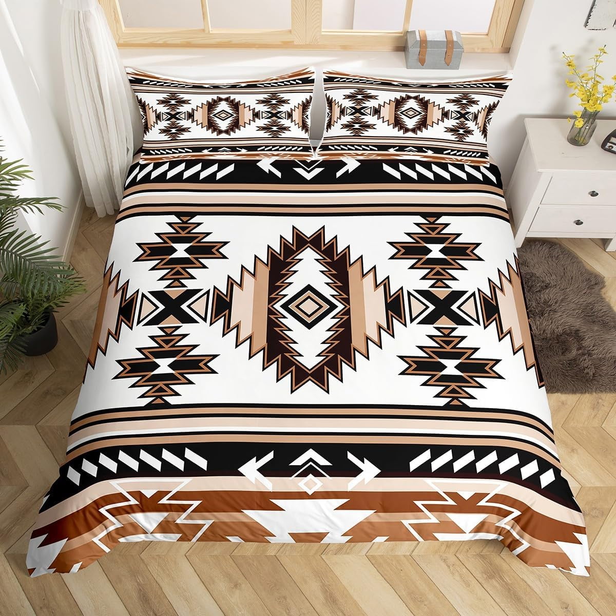 Aztec Print Kids Duvet Cover Set,Western Cowboy Southwest Tribal Bedding Set,Boys Girls Adults