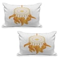 thumbnail image 1 of Aztec Quilted Pillowcover Set of 2, Graphic of Golden Yellow Dreamcatcher Native Indigenous Cultural Style, Standard Queen Size Pillow Cover for Bedroom, 36" x 20", Marigold White, by Ambesonne, 1 of 1