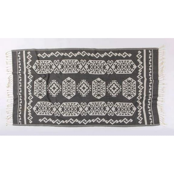Aztec Rug 100% Turkish Cotton Soft Beach Towels - Gray