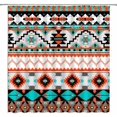 thumbnail image 1 of Aztec Shower Curtain Abstract Geometric Tribal Navajo Ethnic American Southwestern Native Vintage Colorful Pixel Pattern Fabric Bathroom Decor Set with Hooks,Orange Cyan Black(70" WX70 H), 1 of 6