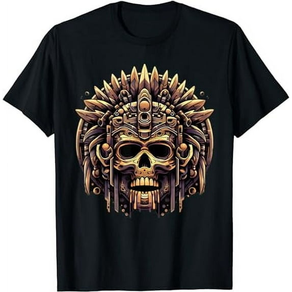 Aztec Skull Mask Mayan Warrior Mexican Ancient Civilization T-Shirt